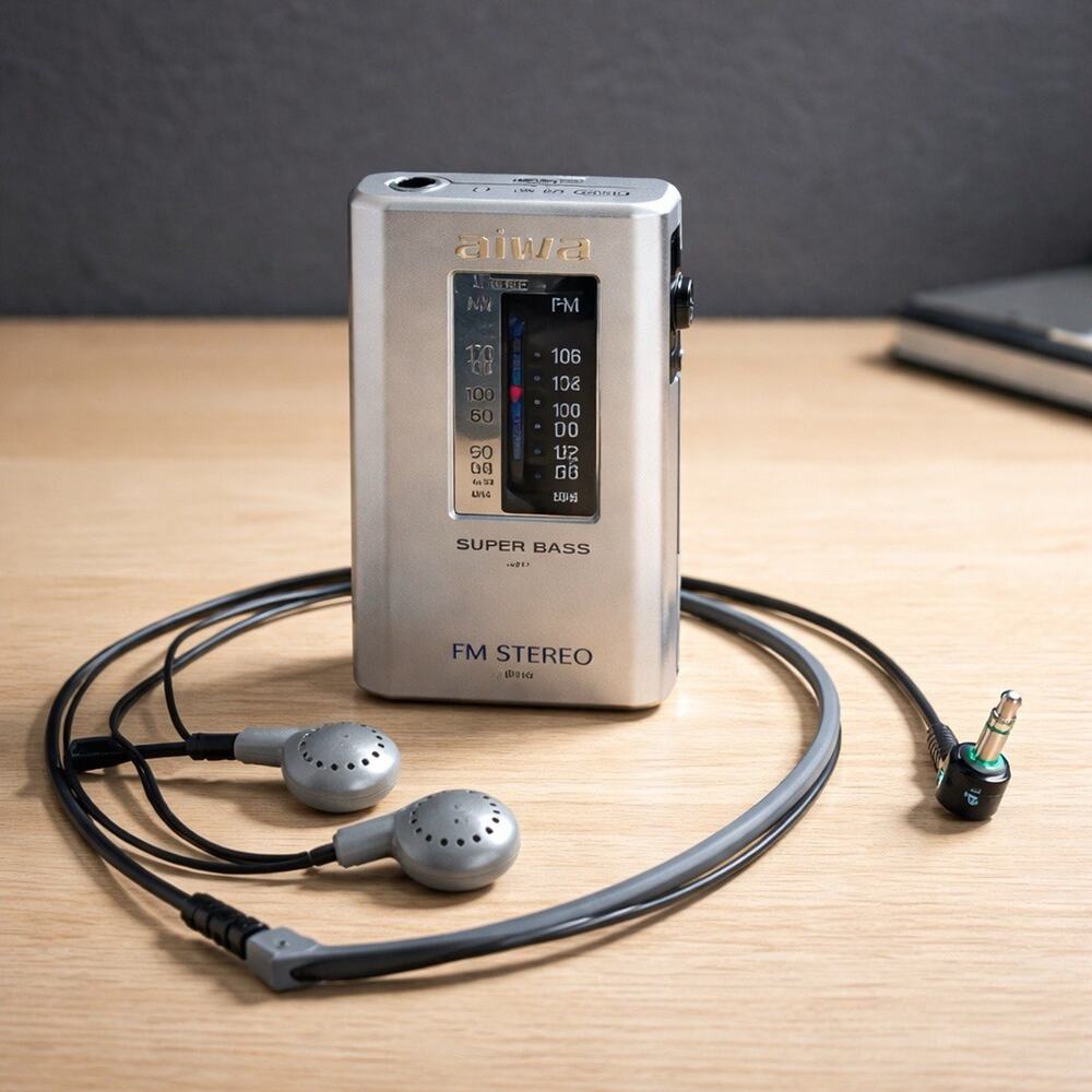 Vintage Aiwa CR-LA5 is a Portable AM/FM Pocket Radio + Headphones Works Great